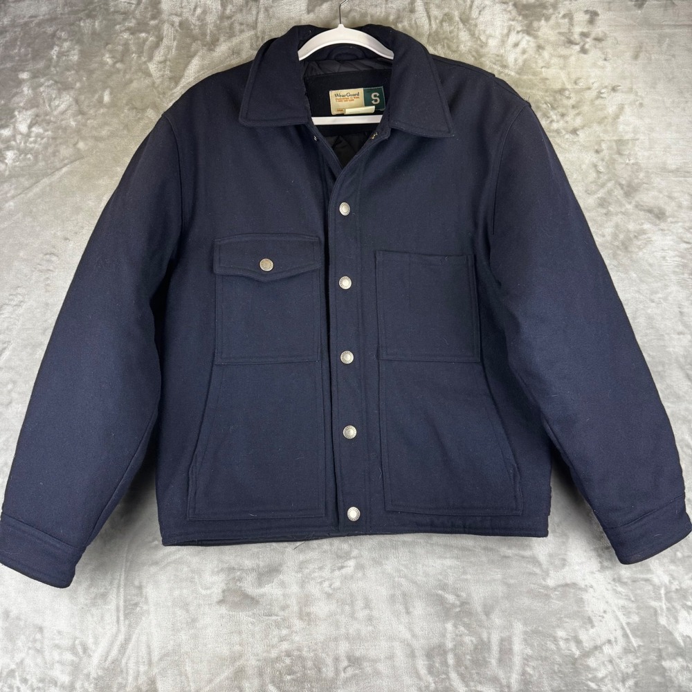 WearGuard Wool Blend Jacket Mens Small Navy Blue Quilted Utility Workwear (1626)